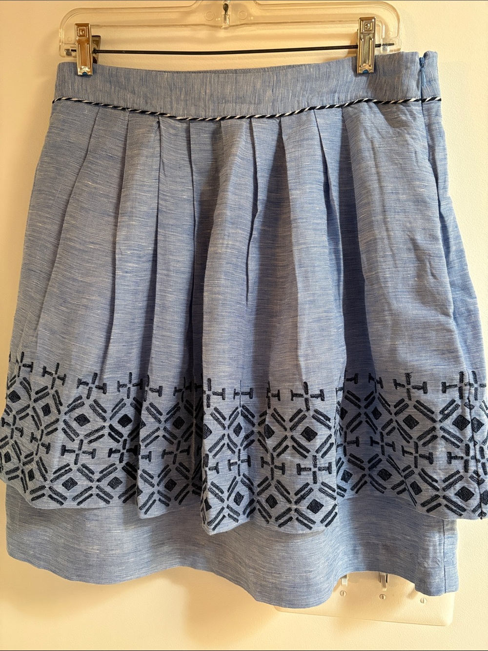 Odille Embroidered Chambray Skirt
